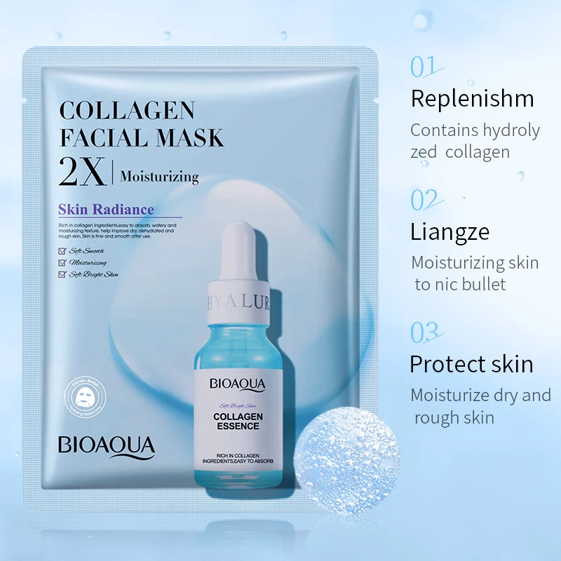 end-dull-dry-oily-skin-in-15-min-vitamin-c-collagen-facial-mask-30g-bio-s6d36c7e-desc-1 Woman applying brightening vitamin C facial mask for dull oily skin at home – 15 minute hydrating collagen hyaluronic acid face sheet before after glow